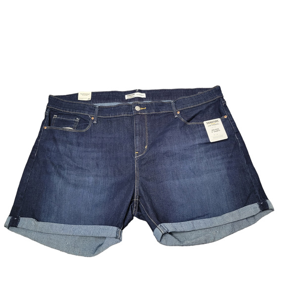 Signature Levi Strauss Co Gold Label Mid-Rise 5" Dark Wash Shorts Women 20/W35 - Picture 5 of 5